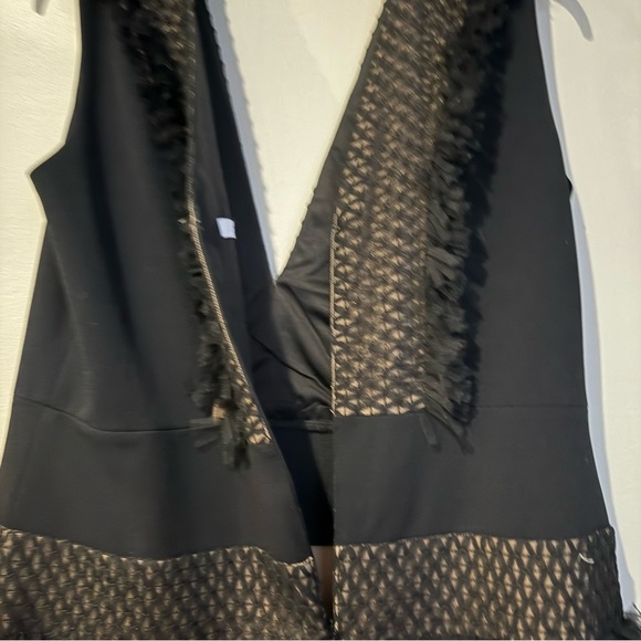 Tadashi Shoji Black Plunge Neck Tiered Ruffle Mini Cocktail Dress - Picture 10 of 13